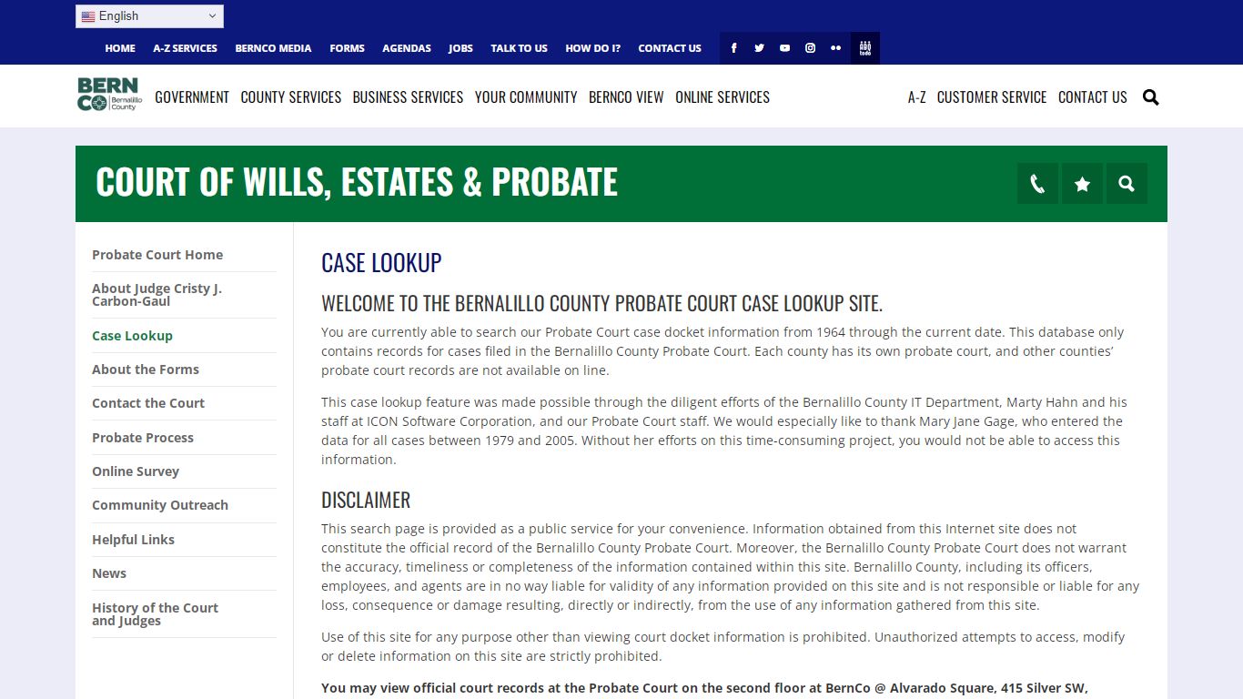 Case Lookup - Probate Court
